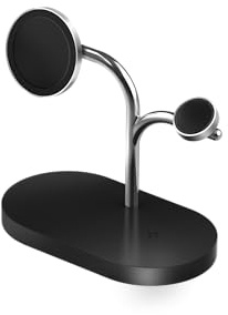 Caricabatterie a induzione Samsung S25, magnetico 15 W, ricarica simultanea: smartphone, watch, buds (caricatore totale 45 W). Stazione di ricarica 3 in 1, allineamento magnetico stabile, design