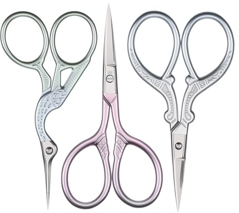 JJUNW 3Pcs Embroidery Scissors, Sewing Scissors, Small Craft Stainless Steel for Sewing Sewings Scissor for Fabric Cutting, Sewings Machine Accessories for Threading Needlework Handicraft Trimming