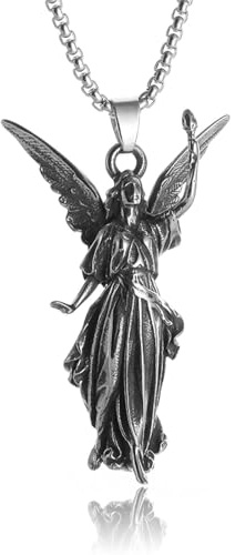 Generico Collana vintage Liberty Angel Wings placcata in argento per uomini e donne Amuleto di gioielli con pendente fortunati in stile Regalo