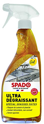 SPADO - Ultra dégraissant- Spécial graisses cuites - Formule gel - contact alimentaire, non corrosif - Toutes surfaces - Parfum zeste agrumes - 750 ML - Fabriqué en France