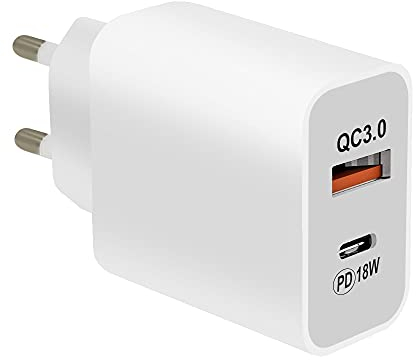 MMOBIEL Cargador Universal con Adaptador de Pared de 3 A y 18 W para Carga rápida USB Tipo C o USB Tipo A 3.0 para Smartphone y Tableta