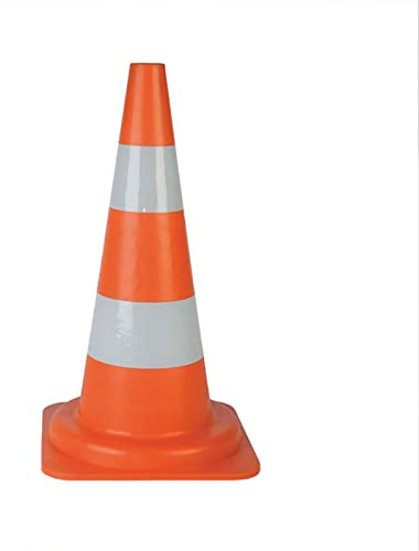 Mondo Viro Cono stradale bicolore arancione e bianco in Polietilene HD con fascia rifrangente - Massima Visibilità per la Sicurezza Stradale (Grande 53 cm alto)