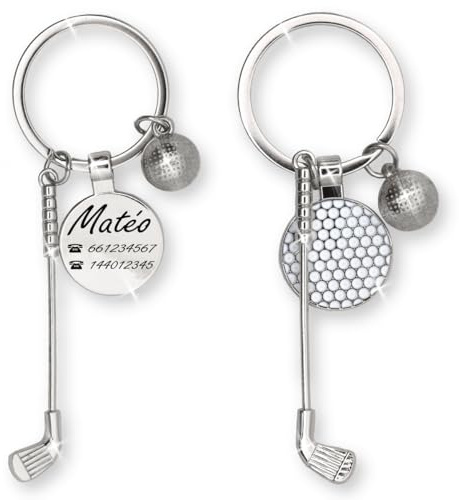 ibera gifts - Llavero de Golf Personalizado con Bola de Golf, Palo y Marcador, Grabado con Láser, Regalos Golf Personalizados para Golfistas, Regalos para Golfistas, Presentado en Bolsa de Regalo