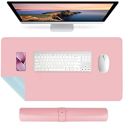 Tappetino per Mouse Grande, Mouse Pad Gaming XXL, Sottomano da Ufficio in Pelle PU Antiscivolo, Laptop Tappetino Protezione da Scrivania, Uso Doppio per Tastiera Casa e Ufficio - 80 x 40cm