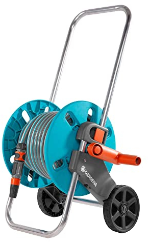 Gardena 18502-50 avvolgitubo da Giardino Carrello avvolgitubo Nero, Blu, Acciaio Inossidabile