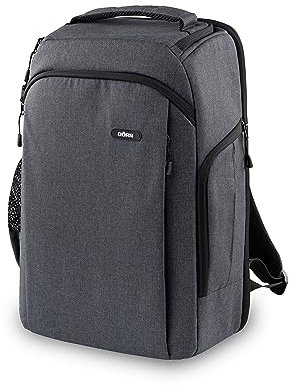 DÖRR Fotoryggsäck Prag Pro 20 l & Prag Go 16 L, vattentät, kamera-ryggsäck, 16 tums laptopfack, spegelreflex, DSLR SLR, flexibel inredning, stativhållare, drönarryggsäck, robust och lätt, GRÅ, Prag Go