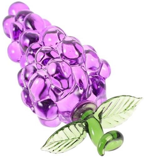 VINTORKY Decorazione da Tavolo in Cristallo Figurina di Uva Artificiale Viola, Ornamento di Frutta Decorativa per Arredamento Casa, Centrotavola Elegante per Soggiorno e Ufficio, Regalo