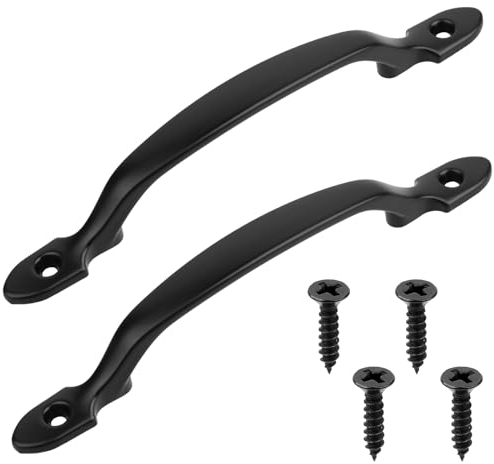 Türgriff Möbelgriff, 2 Stück Schrankgriffe Schwarz , Edelstahl Griffe, Schwarz Schrank Schublade Türgriff, Metall Türgriff, Robuste Vintage Gusseisen Türgriffe für Außenbereich, Garage, Kleiderschrank