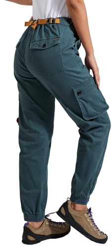 Pioneer Camp Women's Hiking Cargo Pants Tapered Joggers with 6 Pockets Durable Stretch Travel Climbing Outdoor Work Tactical Teal