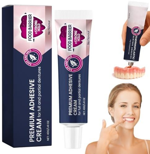 VRYNDH Crème Fixative Extra Forte,Fixation Extra Forte,colle dentaire Extra Forte,Pro Plus,Pour Prothèses Dentaires Partielles ou Complètes,40g