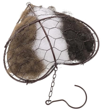 Toyvian Corazón de Nido de Pájaro Colgante para Jardín Materiales de Anidación Recargables, Soporte Natural para Construcción de Nidos de Periquitos y Pinzones, Refugio Exterior de Fibra