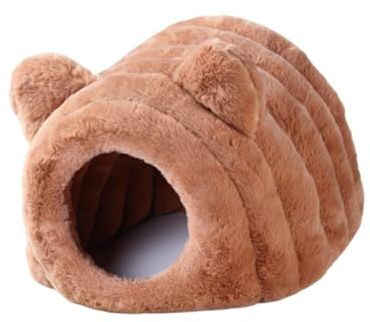 JWQFBC Cama para Hámster, Cama de Invierno, Suave, Cama Cueva, Refugio para Animales Pequeños como Erizos, MarrÓn
