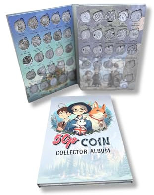 2024 Up to date UK 50p Coin Hunt Collector Album Folder Includes Beatrix potter spaces (Blue Album)