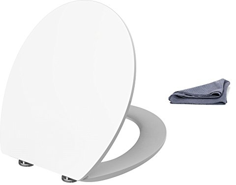 Antikalkblitz Thron WC Sitz weiss mit Absenkautomatik + Pflegetuch - Klodeckel und Toilettensitz mit Softclose Technik