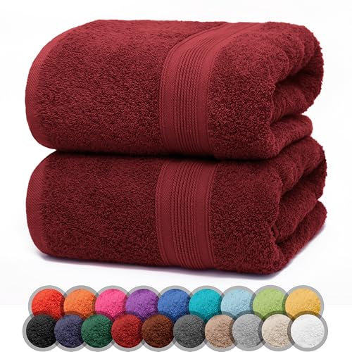 NatureMark 2er Pack DUSCHTÜCHER Premium Qualität 70x140cm DUSCHTUCH Dusch-Handtuch Doppelpack Farbe: Bordeaux rot