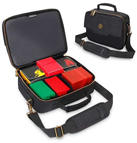 ENHANCE MTG Card Box Storage Case - Deck Holder Card Carrying Case Compatible with Magic MTG Cards, Pokemon Trading Cards, Cards Against Humanity, & Other Card Games - Includes Pencil Loops & Pockets
