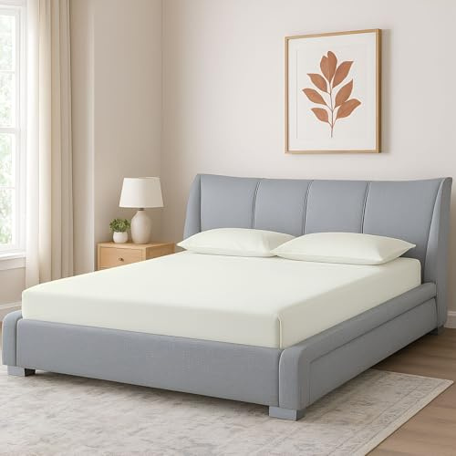 Shreem Linen Queen Waterbed Sheets, 4-Piece 100% Egyptian Cotton Attached Sheet Set with 15 Deep Pocket, Soft & Breathable Bedsheets for Water Beds, Ivory Solid
