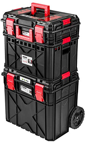 XXXL robuster Werkzeugkoffer Kunststoff Rollen Teleskopgriff leer Werkzeugkasten mobile Werkstatt 54 x 38 x 100 cm