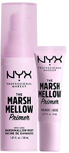 NYX Professional Makeup The Marshmellow Primer Set, Makeup Primer Base, Skin-Focused Primer for Smooth & Even Complexion, Marshmallow Root, Vegan Formula, Regular and Mini Size, 30 ml and 8 ml