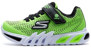 Skechers Boy's Flex-Glow Elite Vorlo Sneaker, Lime Synthetic Black Trim, 34 EU