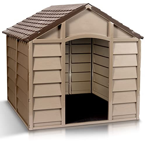 Starplast Large Dog Kennel: 1 Outdoor Plastic Pet House, Weather & Water Resistant, Easy to Assemble, 33.8 x 33.1 x 32.3 Inches, 2 Color Options 50-701