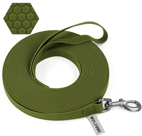 Wolfone 3m Verde Oscuro Impermeable Larga Recall Dog Lead con Mango Antideslizante, Heavy Duty Robusto Entrenamiento Dog Lead para Actividades al Aire Libre