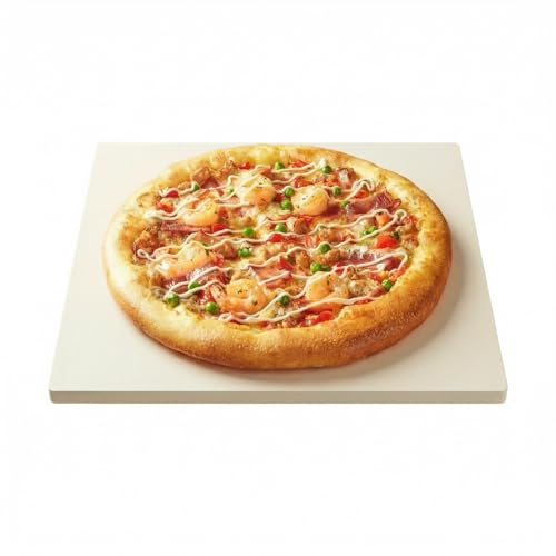 CROSSON Piedra para Hornear Pizza 40x40x1.2CM,Rectangular de Cordierita Piedra para Pizza para Horno Apta para Cocina,Horno,Pan,Pizza y Parrilla