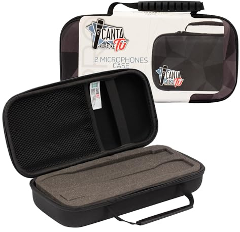 Canta Tu Karaoke, Custodia Microfoni Wireless Professionali, Custodia Semi-Rigida per 2 Microfoni con Imbottitura Interna e Maniglia Pratica per Facile Trasporto