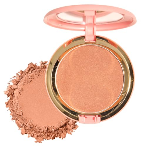 Beauty Searcher Polvo Bronceador con Brillo, Acabado Natural Besado por el Sol, Contorno Resaltador Bronceador Colorete en Polvo, Textura de Tacto Suave, Maquillaje Facial Compacto (Sunkissed Bronzer)