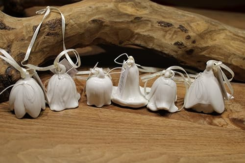 6 Stück Blumenglocken, Blüten zum Hängen SpringIvory, Porzellan, weiß, ca. 4 x 4 x 5 cm