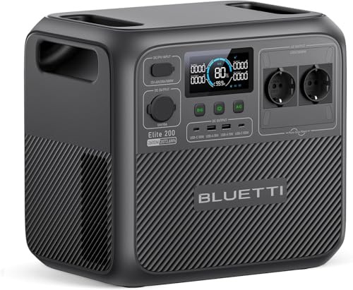 BLUETTI Elite 200 V2 Estación de Energía Portátil, LFP de 2073,6Wh, 2 Tomas de CA de 2600W (3900W Power Lifting), 17 Años Vida Útil, Generador Solar para Acampar, Fuera de la Red, Cortes