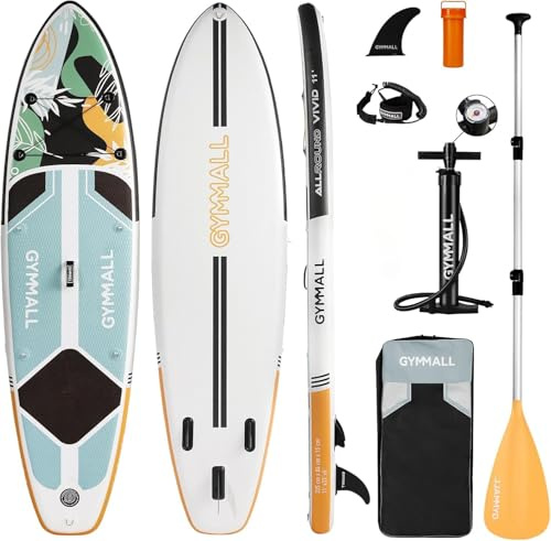 GYMMALL Stand Up Paddling Board, aufblasbares Sup Board für Erwachsene und Jugendliche aller Könnensebenen, Blow Up Paddleboards mit breiter, rutschfester Deck, Premium-Zubehör und Aufbewahrungstasche