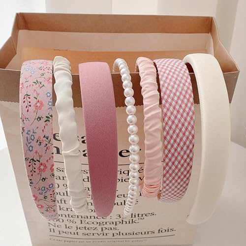 Teouuas 7 Stück Haarreifen Mädchen, Haarreifen Set Damen, Rosa