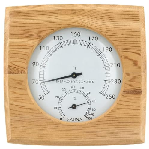 Agwuoetr Wooden Sauna Hygrothermograph,Sauna Thermometer and Hygrometer,Indoor Humidity Temperature Measurement Sauna Room Easy Install Easy to Use