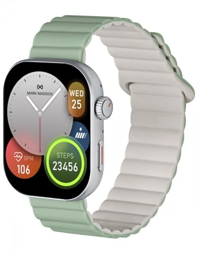Mark Maddox Smart HS2007-80 Smartwatch unisex, grönt, gummiband, samtal från klockan, stegräknare, GPS i app, stresskontroll, hjärtfrekvens, smart nu samling