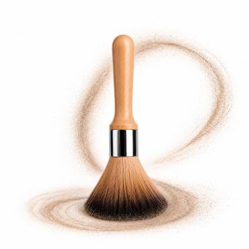 EAAGHK Brosse Poussière Maquette avec Manche en Bois, Pinceau Nettoyage Appareil Photo à Poils Doux, Brosse Nettoyage Figurine Ronde, Pinceau Poussière pour Sculpture Instrument de Musique PC Modèle