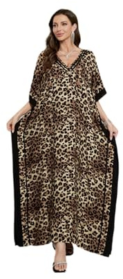 XIVISTO Femmes Kaftan Été Robe de Plage Maxi Longue Maillots de Bain Imprimé Flora Boho Pareos Élegante Taille Unique