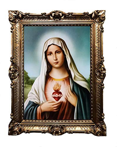 Mutter Maria Magdelena Herz Antik Barock Rahmen Barockrahmen mit Bild Wandbild 70x90cm Kunstdrucke Gemälde Religiöse Bilder Kunst von Heiligen Heiligenbild Retro Repro für Home Büro Praxis Café 58B