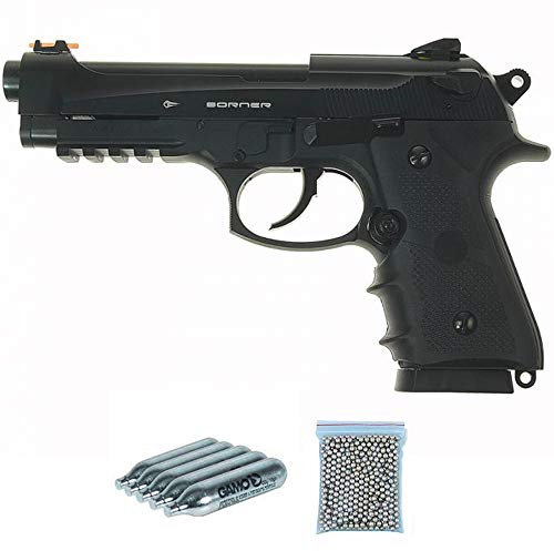 BORNER SPORT 331 Pack Pistola de balines (perdigones Bolas de Acero BB's). Arma de Aire comprimido CO2 Calibre 4,5mm Potencia: 2.55 Julios.