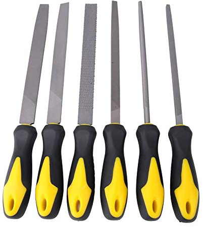 Juego de escofina de madera para archivador plano, 6 Piezas Juego de Limas y Escofinas 8 pulgadas lima de acero endurecido lima de metal plana para forma a madera y metal herramientas de afilar