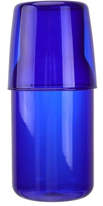 Cabilock Blue Glass Cup Set 7 Inch Tall Clear Drinking Glasses Tumblers for Water Juice Coffee Tea Home and Party Use