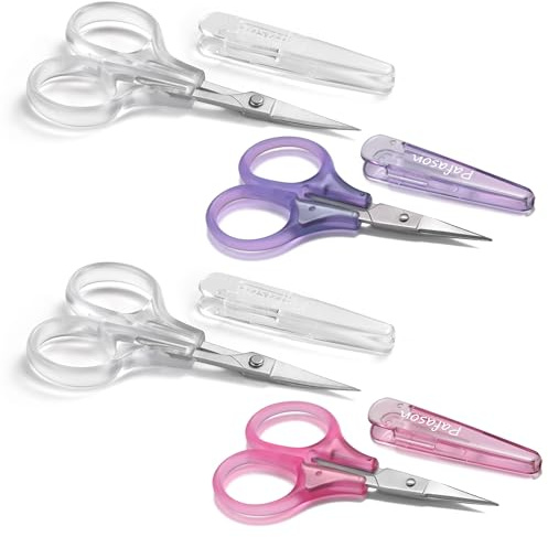 PAFASON Small Travel Embroidery Craft Scissors Set Straight Curved Tip