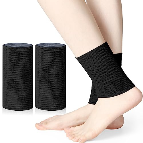 Zomiboo 2 Pcs Ankle Gel Sleeves Padded Sock Compression Brace Skating,Black