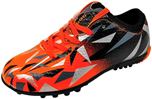 Turf Scarpe da Calcio Bambini Scarpe da Calcio Ragazzi Ragazze Cleat Sneaker TBG-S76516/Orange-32