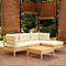 Festnight 5-tlg-20 Loungemöbel Lounge Sofa Outdoor Sitzgruppe Terrasse Lounge Holz Lounge Gartenmöbel Holz Gartenlounge Sofa Terrassenmöbel mit Creme Kissen Kiefernholz