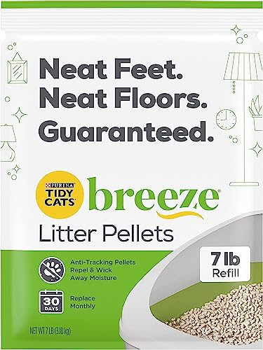 Tidy Cats Breeze Litter Pellets Refill Pouch, Made for Multiple Cats, Anti-Tracking Pellets for Breeze Litter System, 7 LB Refill Pouch (Pack of 6)