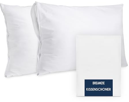 Dreamzie Kissenschoner 50x75 cm - 2er-Set - Kissenbezug wasserdicht und Öko-TEX - Kopfkissen Schutzbezug Schwitzen mit Reißverschluss