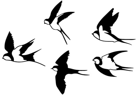 ESTART Vogel-Wanddekoration aus Metall, 5 Stück, schwarze Vögel, Wandkunst, für den Außenbereich, dekorative Vogel-Wandskulptur für Zuhause, Küche, Terrasse, Schlafzimmer