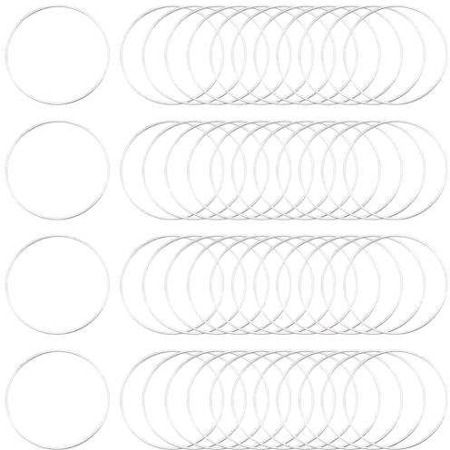 SOFPLATE 50 pz 50mm Cerchi Rotondi Perline Orecchini con Perline Cerchi per Orecchie In Argento Collegamento In Ottone Cornice Vuota Cerchio Anelli per Gioielli Fai Da Te Creazione di Orecchini Bulk P