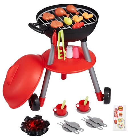 VEVOR 28-teiliges Grill-Spielset, Kinderspielzeug-Küchenspielset mit Ton & Licht, Spielset für interaktives Grillspiel, Spielset zum Kochen von Lebensmitteln, für Kinder im Alter von 3–8 Jahren